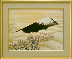 絵画:横山大観【霊峰春色】(額装)